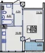 1-комнатная квартира 36,82 м²