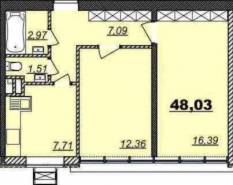 2-комнатная квартира 48,03 м²