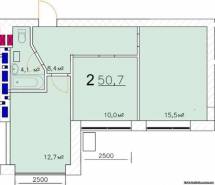 2-комнатная квартира 50,7 м²