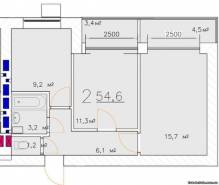 2-комнатная квартира 54,6 м²