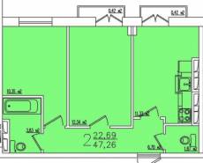 2-комнатная квартира 47,26 м²