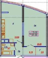 1-комнатная квартира 61,9 м²