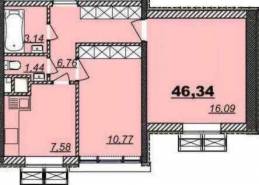 2-комнатная квартира 46,34 м²