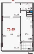 1-комнатная квартира 70,95 м²