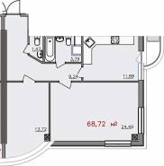 2-комнатная квартира 68,72 м²