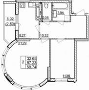 2-комнатная квартира 59,74 м²