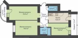 3-комнатная квартира 93,7 м²