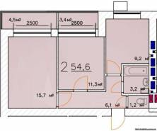 2-комнатная квартира 54,6 м²