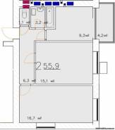 2-комнатная квартира 55,9 м²