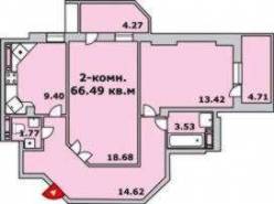 2-комнатная квартира 66,49 м²