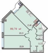 2-комнатная квартира 89,79 м²