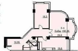 2-комнатная квартира 92,35 м²