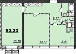 2-комнатная квартира 53,23 м²