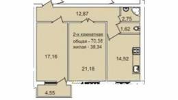 2-комнатная квартира 70,36 м²