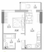 1-комнатная квартира 37,87 м²