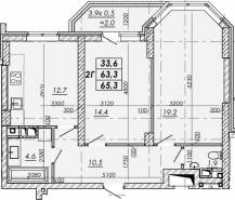 2-комнатная квартира 65,3 м²