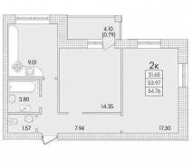 2-комнатная квартира 54,76 м²