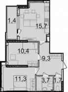 2-комнатная квартира 53,5 м²