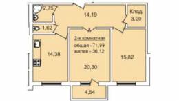 2-комнатная квартира 71,99 м²