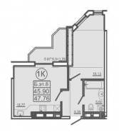 1-комнатная квартира 47,76 м²