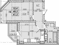 1-комнатная квартира 41,2 м²