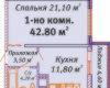 Планировка 42,80 м² Жилой комплекс «Апельсин»