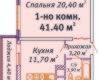 Планировка 41,40 м² Жилой комплекс «Апельсин»