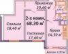 Планировка 68,30 м² Жилой комплекс «Апельсин»