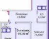 Планировка 93,30 м² Жилой комплекс «Михайловский городок»