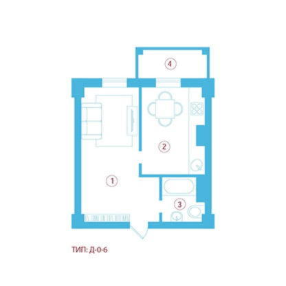 однокомнатной квартиры 39,00 м²