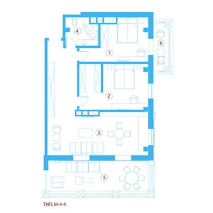 однокомнатной квартиры 88,80 м²