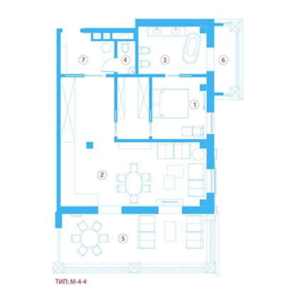 двухкомнатной квартиры 83,10 м²