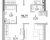 Планировка 93,77 м² Жилой комплекс «Таировские Сады»