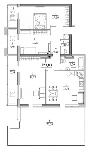 123,83 м²