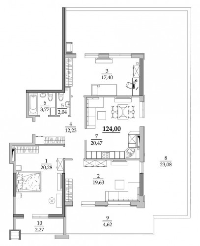 3-к квартира 124,00 м²