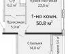 Планировка 50,80 м² Жилой комплекс «Горизонт»