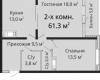 Планировка 61,30 м² Жилой комплекс «Горизонт»