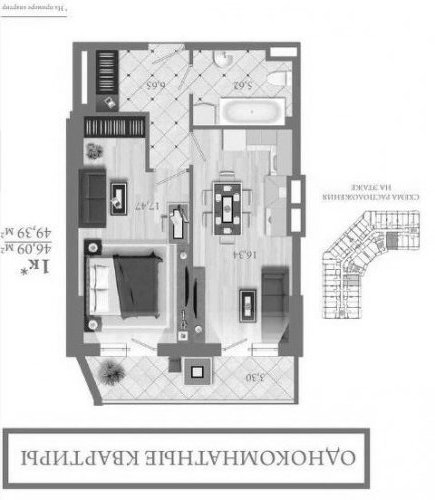 планировка 1-к квартир