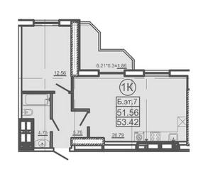 53,42 м²