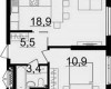 Планировка 38,70 м² Жилой комплекс «Манхэттен»