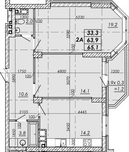 2-комнатная квартира 65,10 м² в ЖК «Реал Парк»