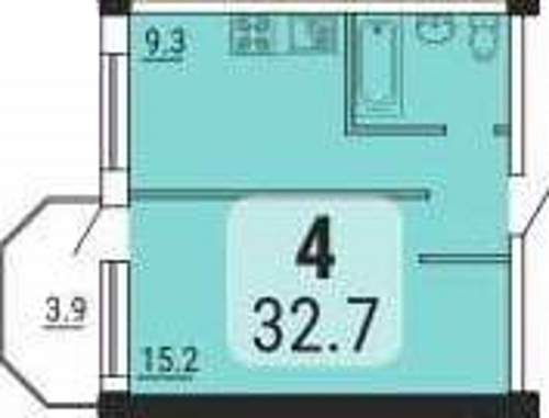 1-комнатная квартира 32,7 м² в ЖК «Малинки»