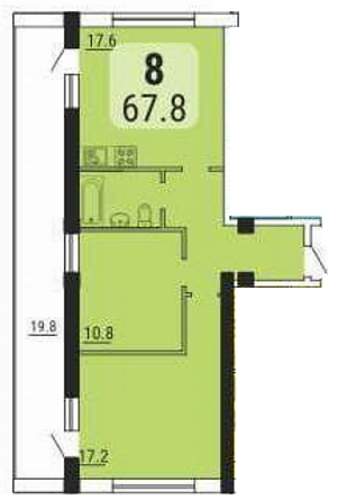 2-комнатная квартира 67,8 м² в ЖК «Малинки»