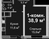 Планировка 38,9 м² Жилой комплекс «Скай Сити»