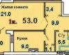 Планировка 53,00 м² Жилой комплекс «Одиссей-Остров Свободы»